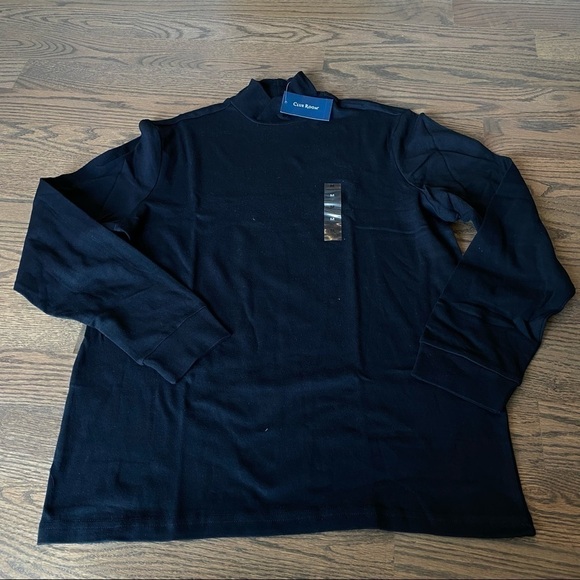 Club Room NWT black long sleeve mock turtle neck size medium - Picture 1 of 6